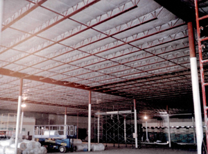 Interior of a commercial warehouse with K13 insulation installed